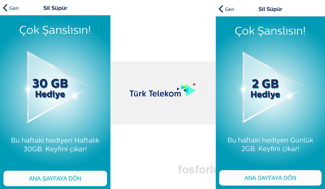 Türk Telekom Sil Süpür ile Hediye internet Kazanmak